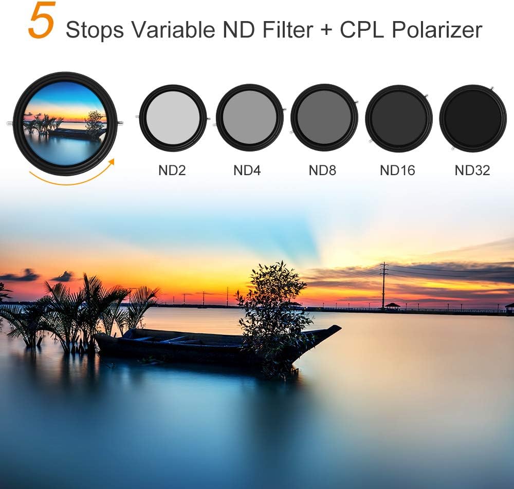 58mm Variable ND and CPL 2 in 1 Camera Lens Filter D2406