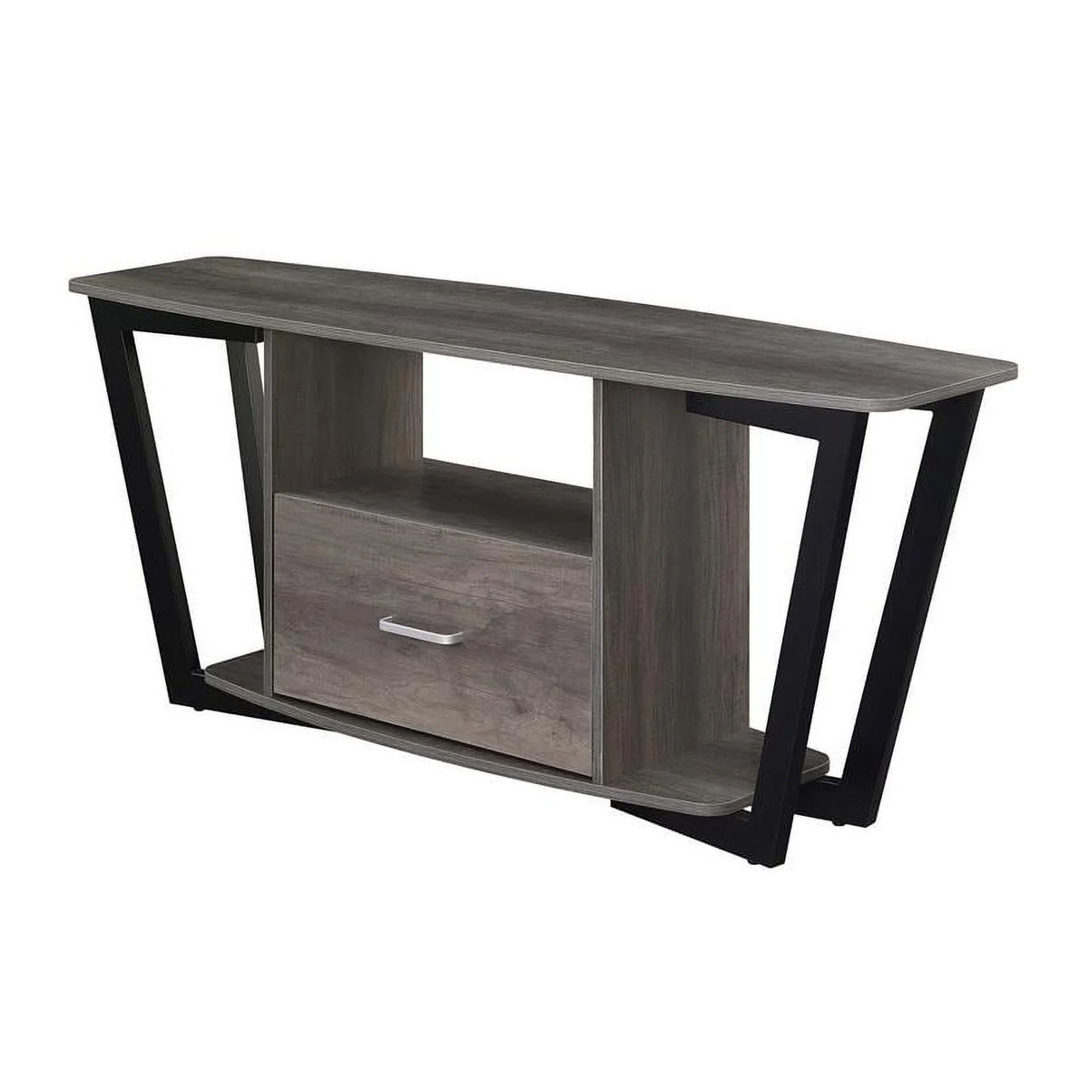 60-inch One-Drawer TV Stand with Shelves Gray Wood Finish P503398