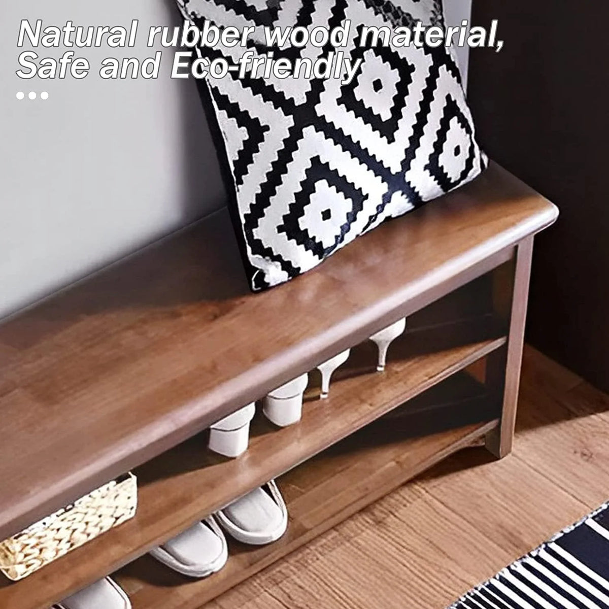 47.0" Adjustable Height 3 Layers Bamboo Shoe Storage Bench M958