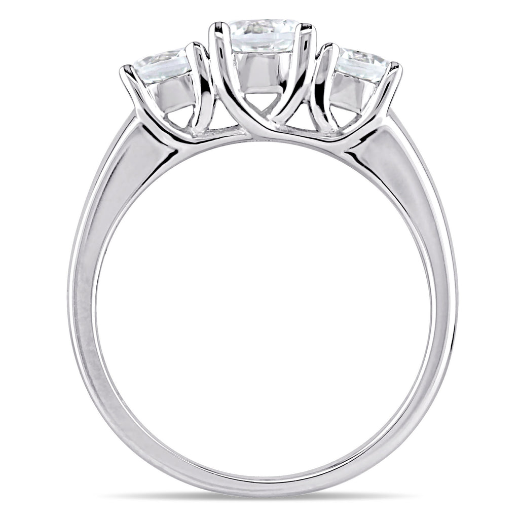 Created White Sapphire 10kt White Gold 3-Stone Round-Cut Engagement Ring E23774