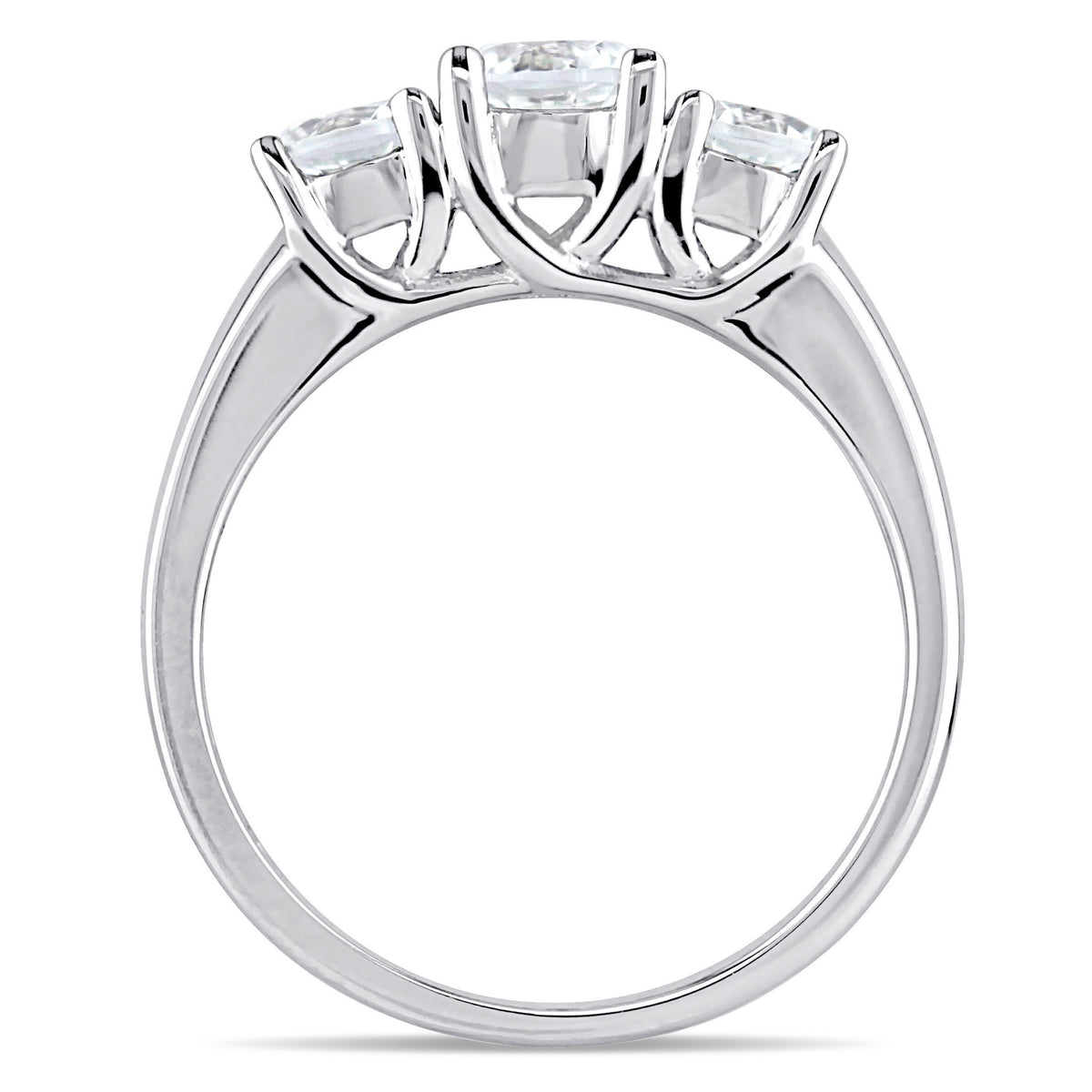 Created White Sapphire 10kt White Gold 3-Stone Round-Cut Engagement Ring E23774
