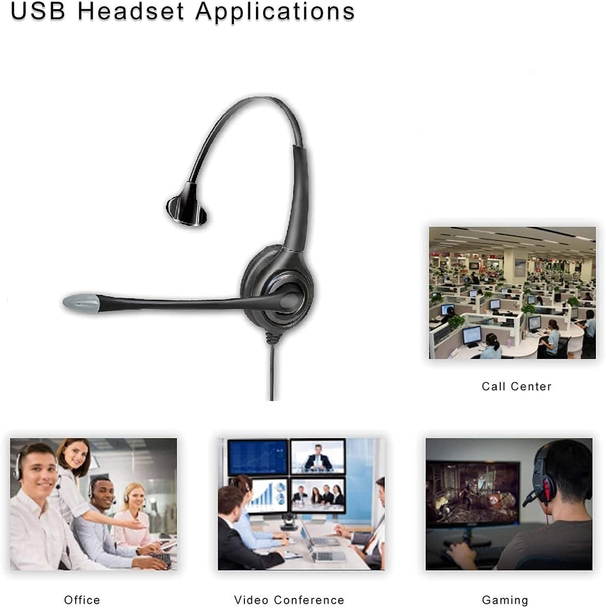 USB Headset with Microphone Noise Cancelling Pack of 2 C2727