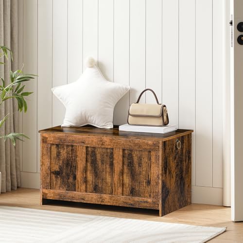 White and Walnut 39.3" Wooden Storage Bench Q9943