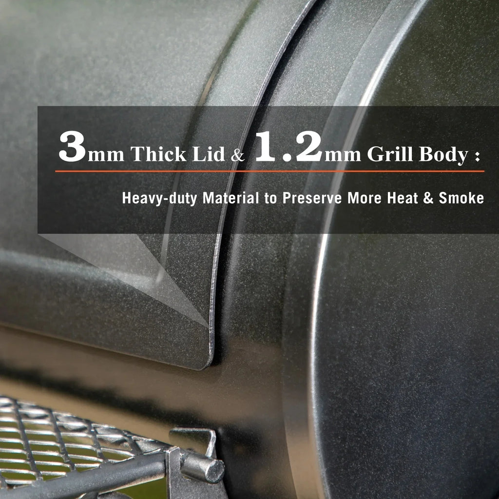 Charcoal Grill with Offset Smoker 941 sq.in. Extra Large BBQ Grill Black R45742