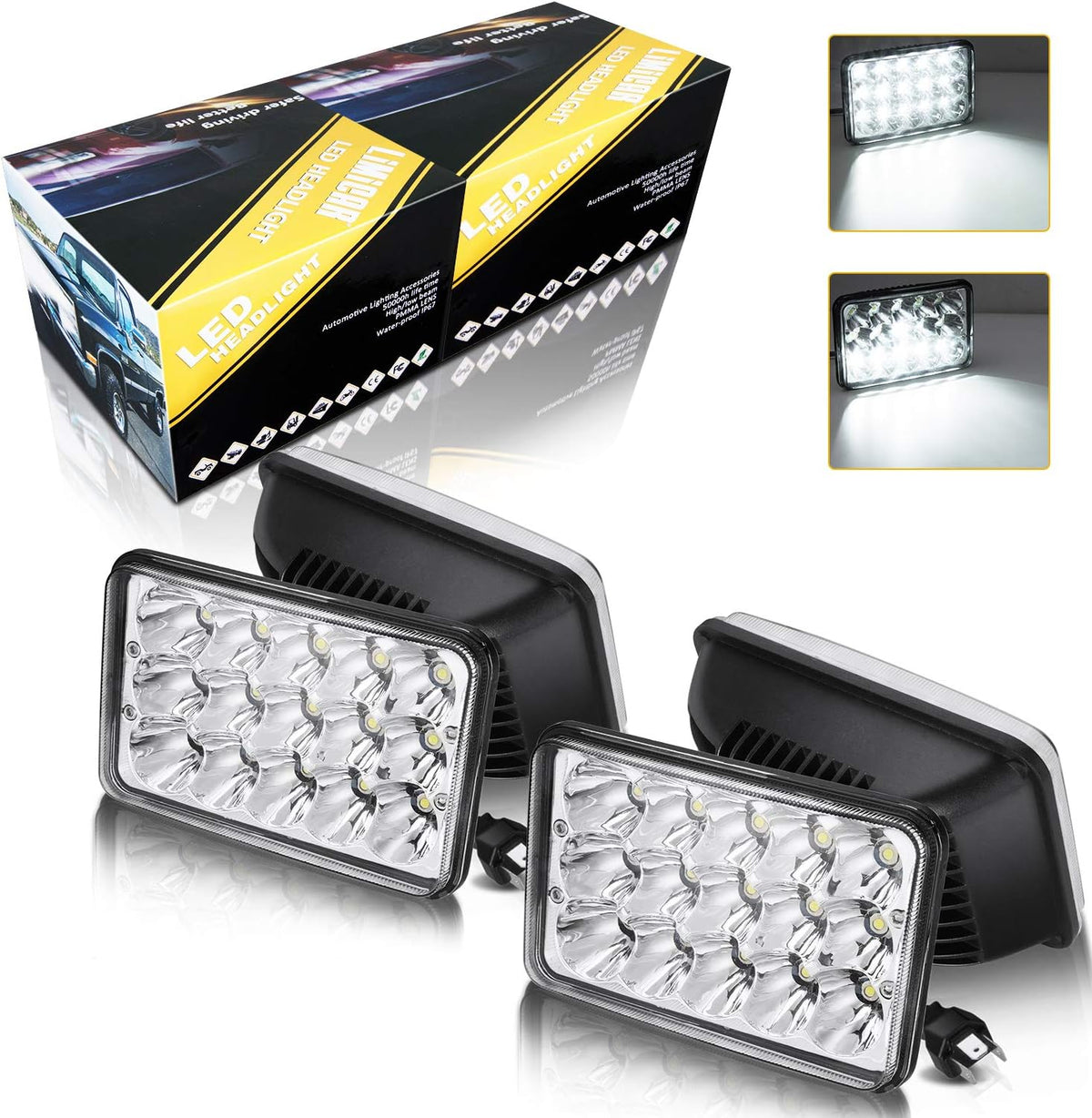 4x6 LED Headlights Sealed Beam Conversion Kit Pack of 2 A3460