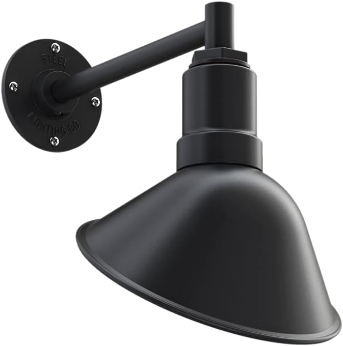 9 inch Dome 11 inch Straight Arm Matte Black Sign Light Q917