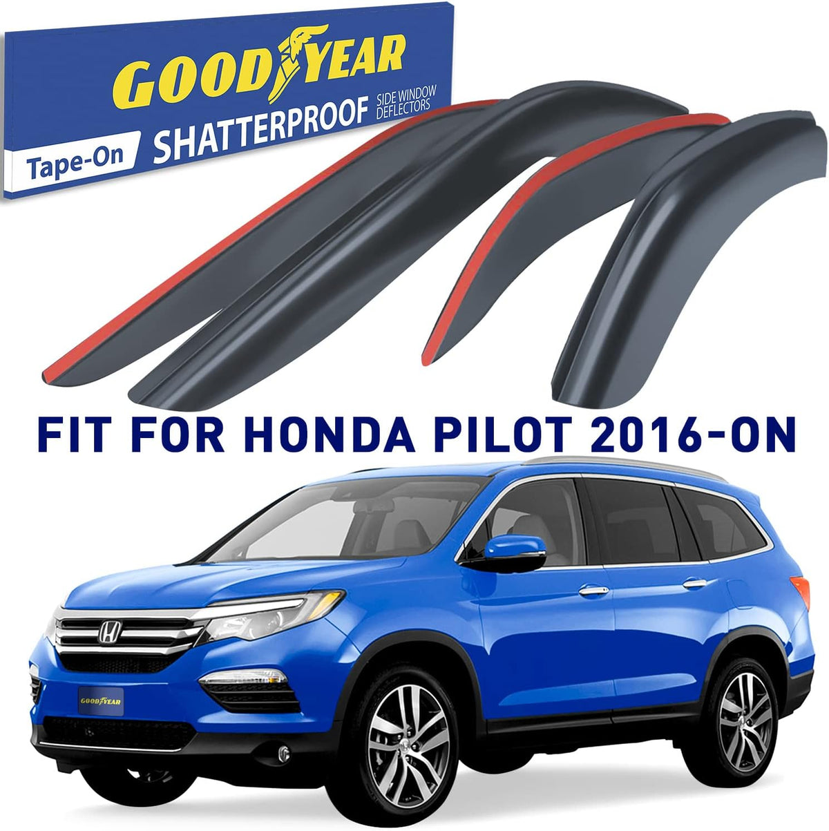 4 pcs Tape-on Rain Guards Window Deflectors D776