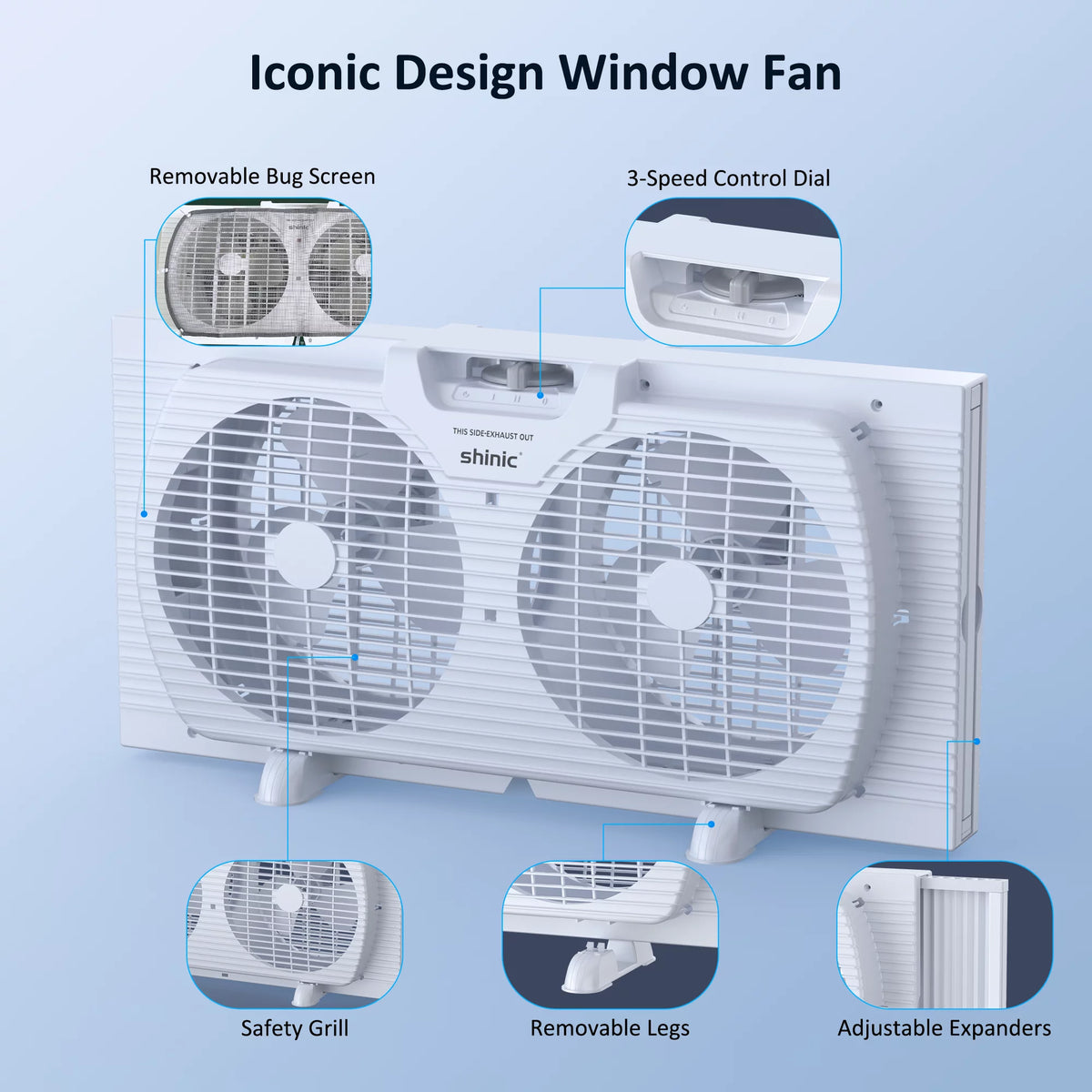 9 3-Speed Twin Window Fan with Bug Screen, White K4912