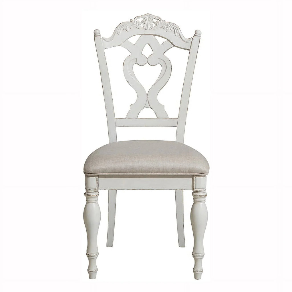 Antique White Gray Wood Writing Desk Chair E407084