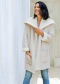 Stone Cream Shearling Car Coat P8110