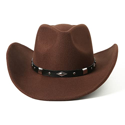 Felt Wide Brim Western Cowboy Hat with Belt Buckle N597