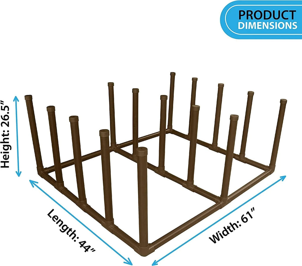 Float and Raft Rack 12 Bar Poolside Storage Organizer (61" W x 44" L x 26.5" H) Brown X161329