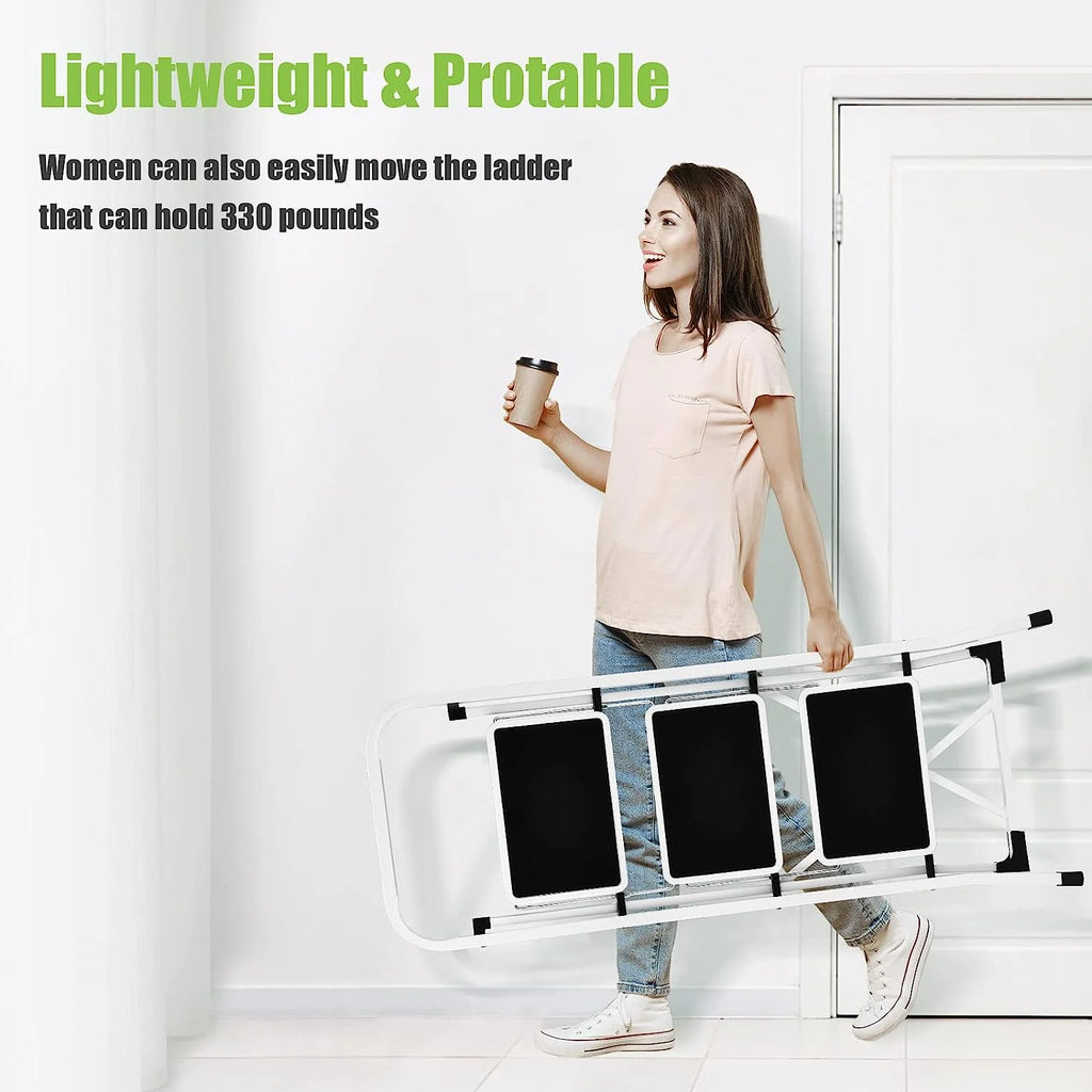 3-Step Folding Step Stool with Anti-Slip Pedal and Handrails A92410