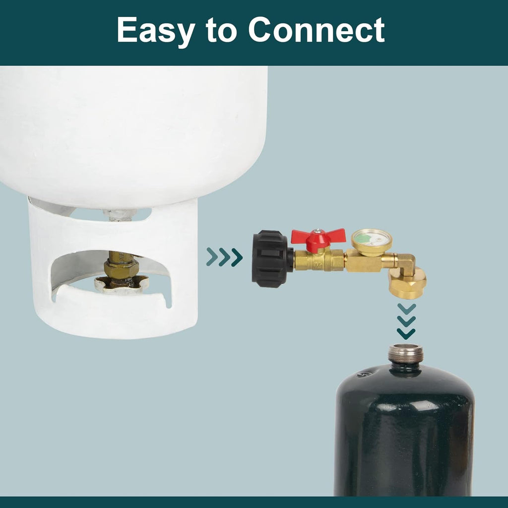 Propane Refill Adapter with Valve and Gauge, Brass S141