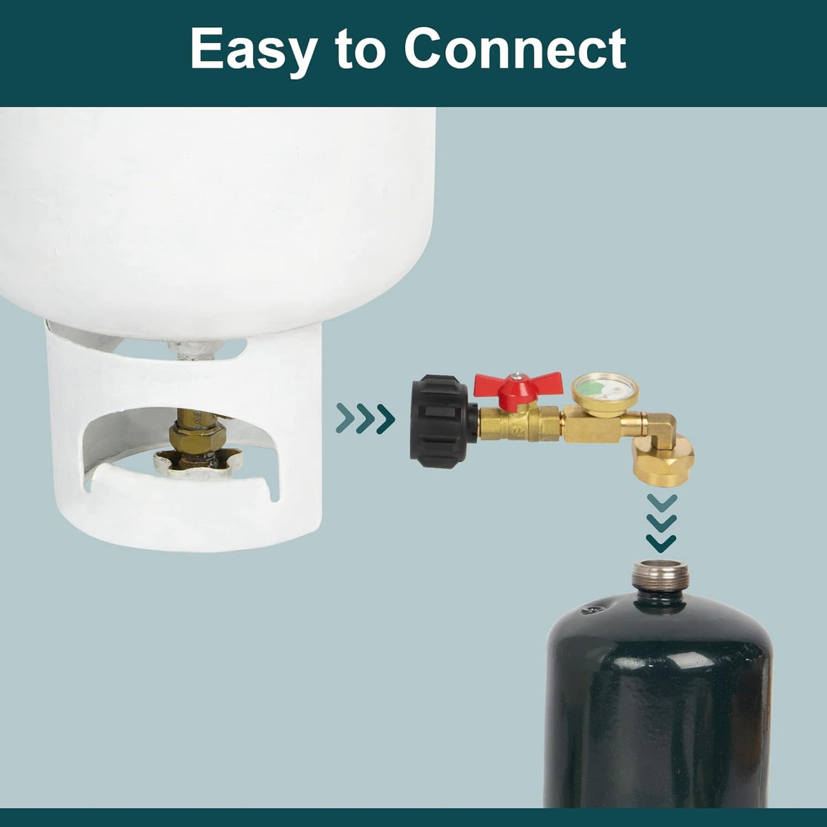 Propane Refill Adapter with Valve and Gauge, Brass S141