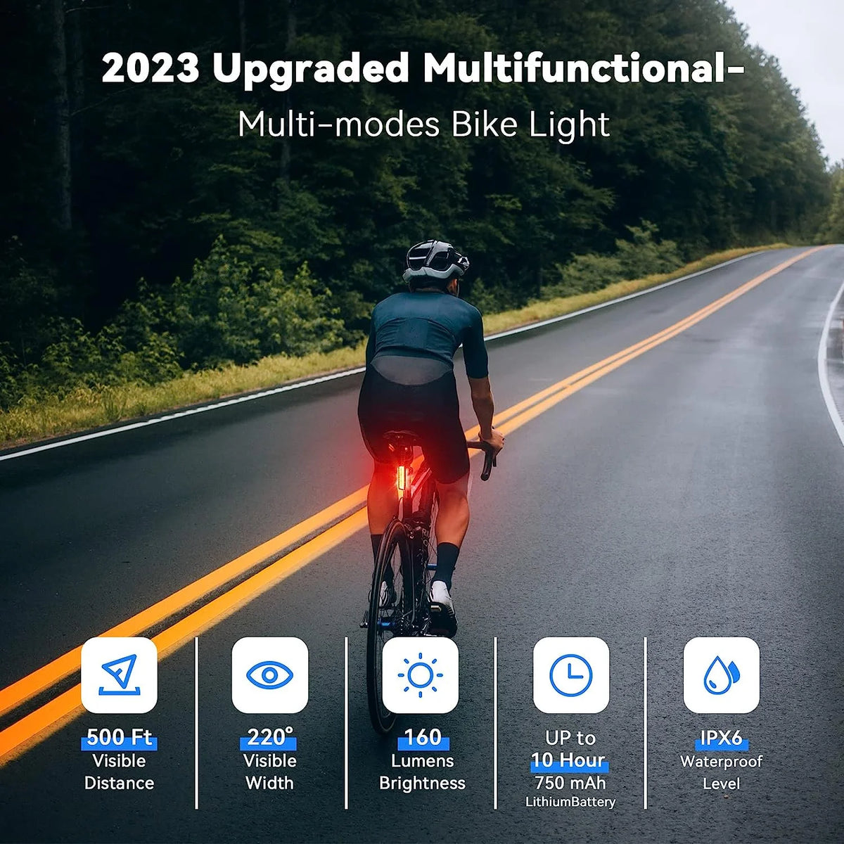 USB-C Rechargeable LED Bicycle Rear Light, Waterproof, 7 Colors 14 Modes C164935