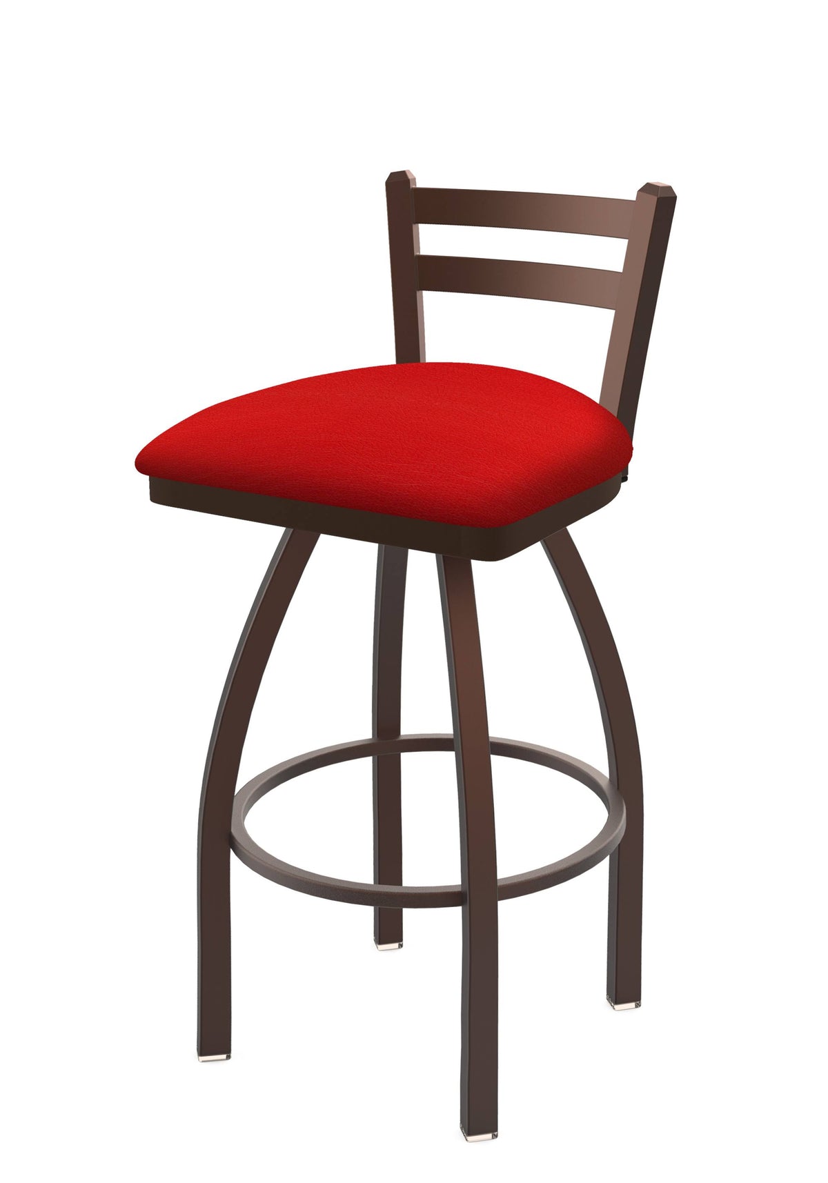 Low Back Swivel Bar Stool with Bronze Finish and Red Seat C331388