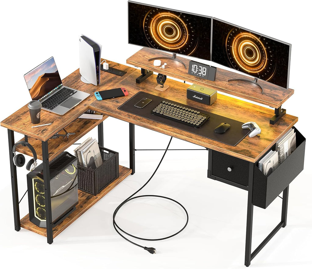 47 Inch L Shaped Computer Desk with RGB Lights Z4251