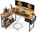 47 Inch L Shaped Computer Desk with RGB Lights Z4251