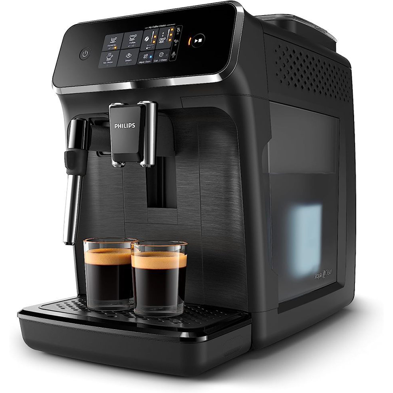 Black fully automatic espresso machine with milk frother S180942