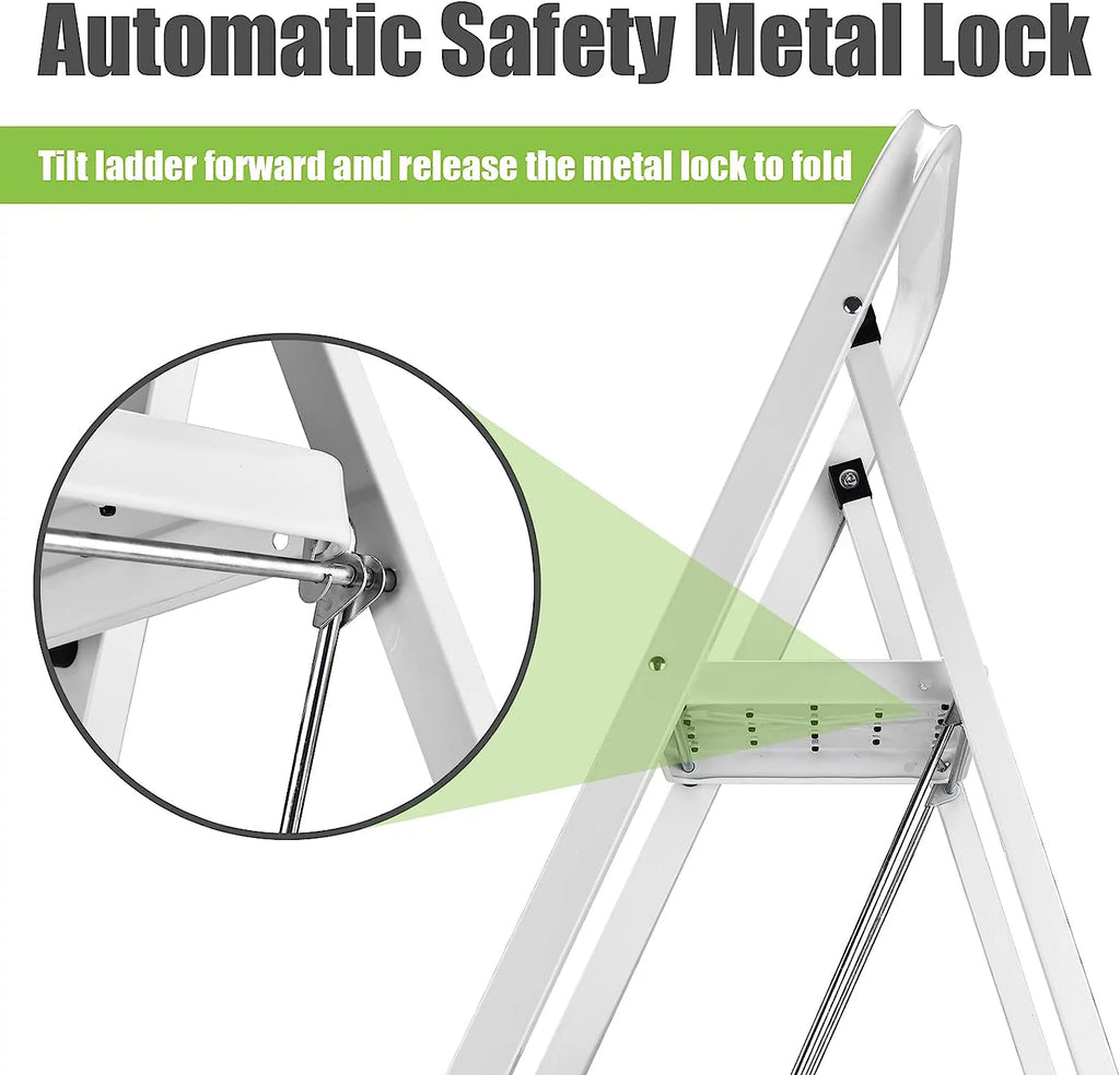 3-Step Folding Step Stool with Anti-Slip Pedal and Handrails A92410