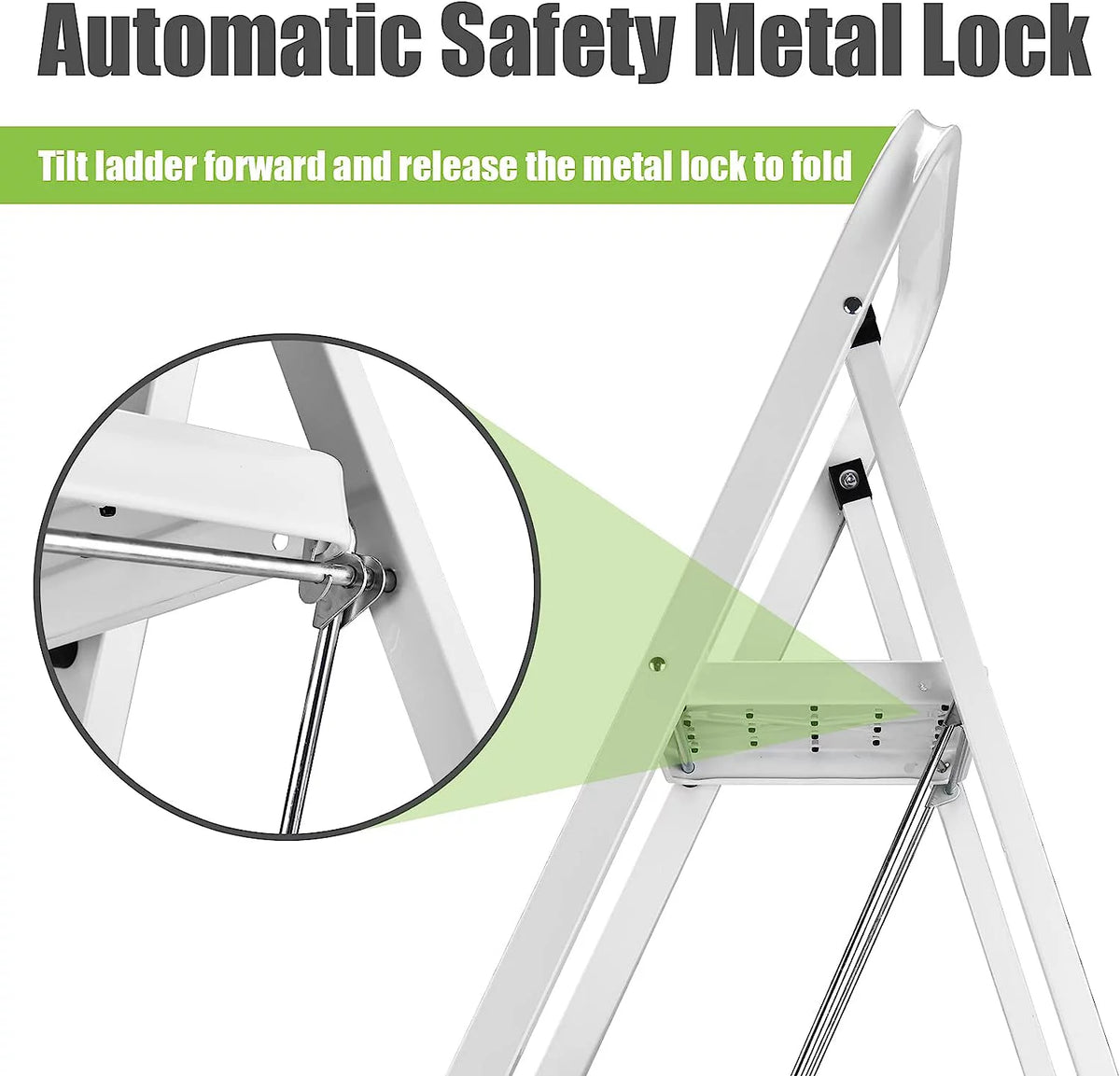 3-Step Folding Step Stool with Anti-Slip Pedal and Handrails A92410
