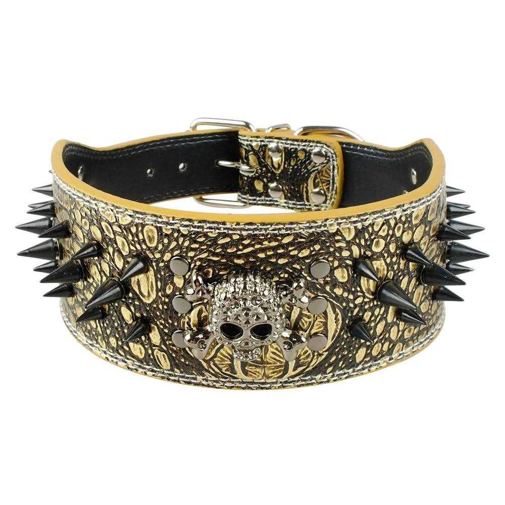 3 Inch Width Sharp Spiked Studded Leather Dog Collar F670