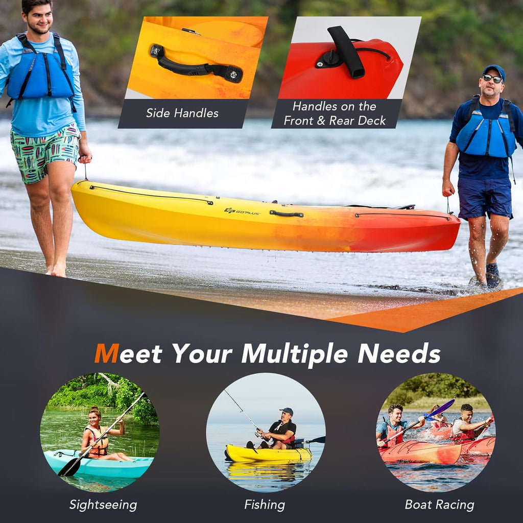 10.2FT Sit-On-Top Fishing Kayak with Aluminum Paddle & Bungee Storage R795