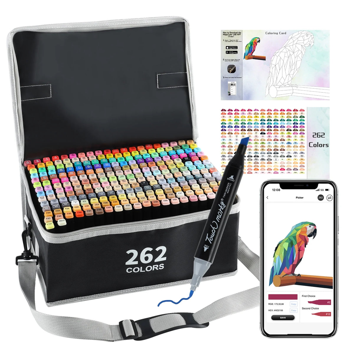 262 Colors Alcohol-Based Markers with Chisel and Fine Tip C708