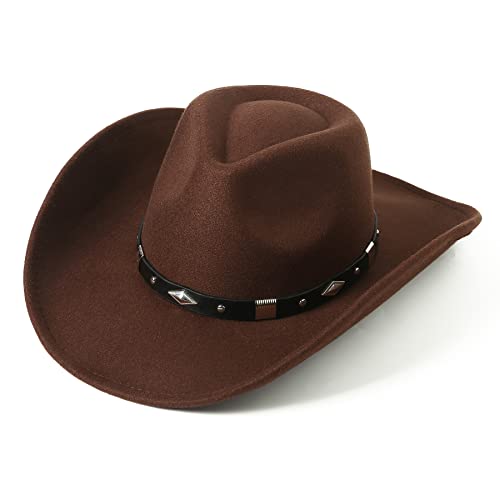 Felt Wide Brim Western Cowboy Hat with Belt Buckle N597