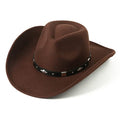 Felt Wide Brim Western Cowboy Hat with Belt Buckle N597
