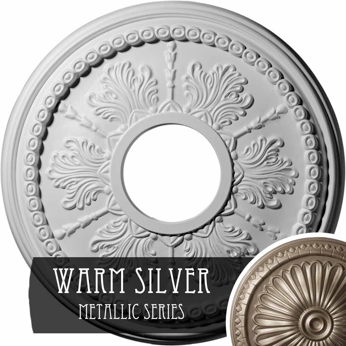 13 7/8x22OD x 3 3/4x22ID x 1 1/4x22P Ceiling Medallion, Hand-Painted Warm Silver T1285