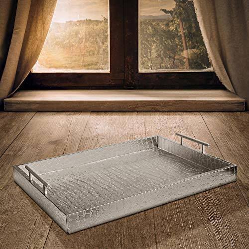Silver Alligator Tray with Metal Handles P190179