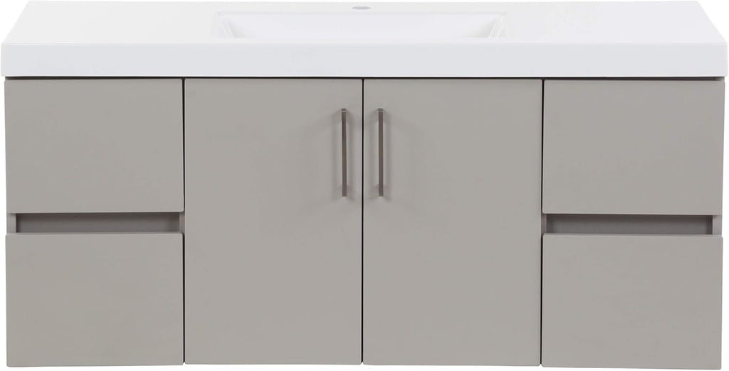 48.5" 2-Door Modern Floating Bathroom Vanity with 4 Drawers and Integrated White Sink Top Y325424