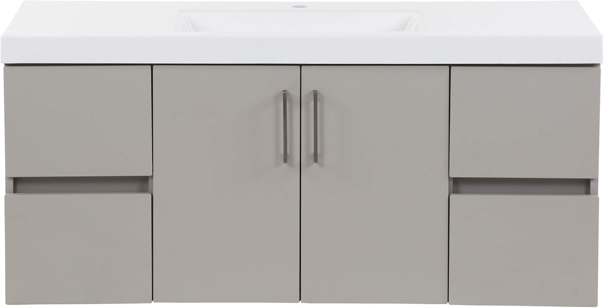48.5" 2-Door Modern Floating Bathroom Vanity with 4 Drawers and Integrated White Sink Top Y325424