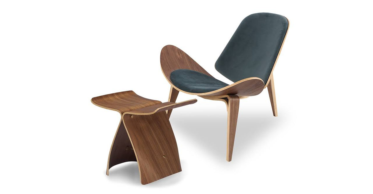 Walnut Blue Velvet Fabric Chair 2-pc Set W78353