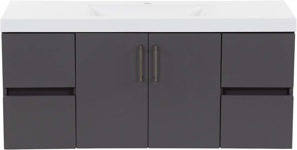 48.5" 2-Door Modern Floating Bathroom Vanity with 4 Drawers and Integrated White Sink Top Y325424