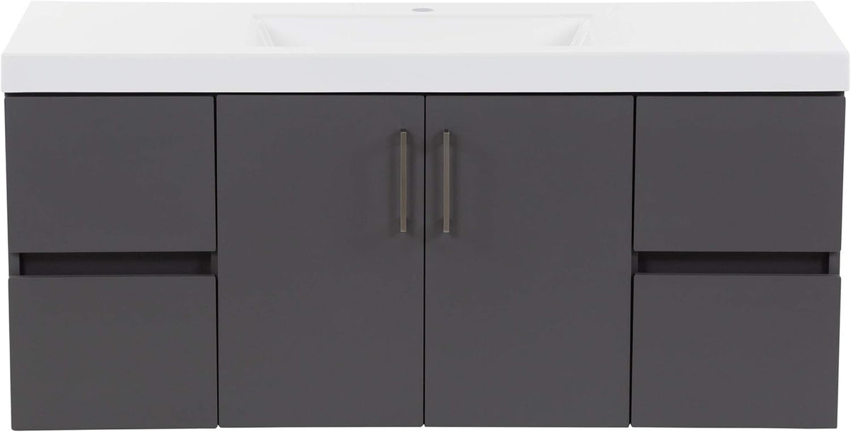 48.5" 2-Door Modern Floating Bathroom Vanity with 4 Drawers and Integrated White Sink Top Y325424