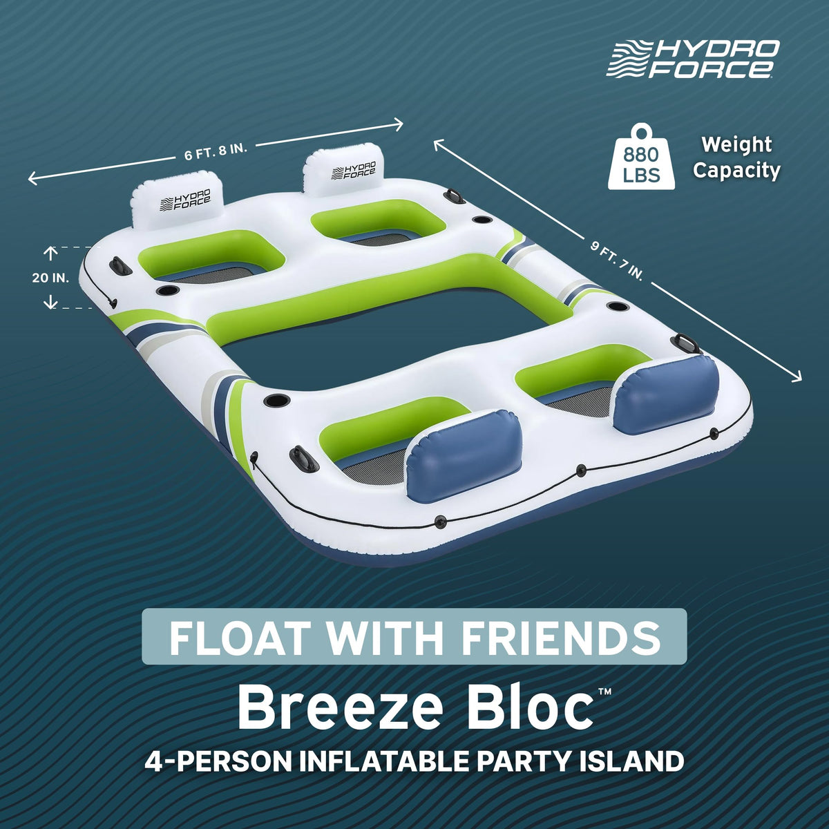 4 Person Inflatable Lounger with Cup Holders F323