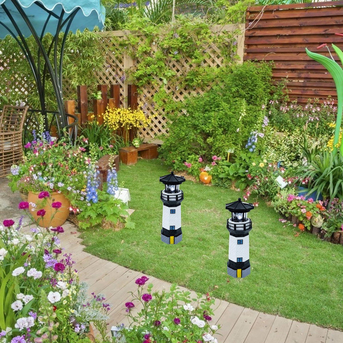 Solar Powered Lighthouse Resin LED Light P264