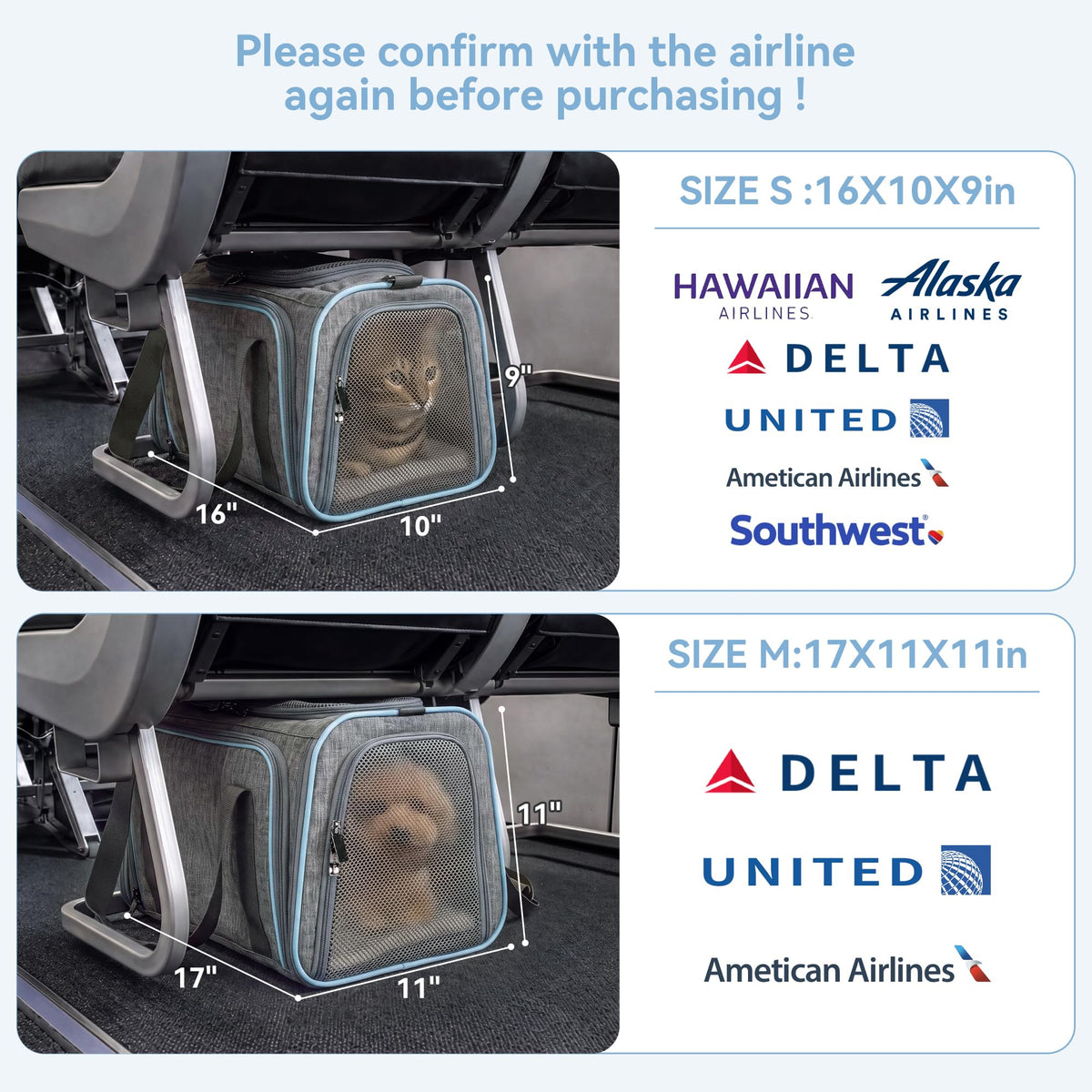Small Double Expandable Cat Carrier C1079