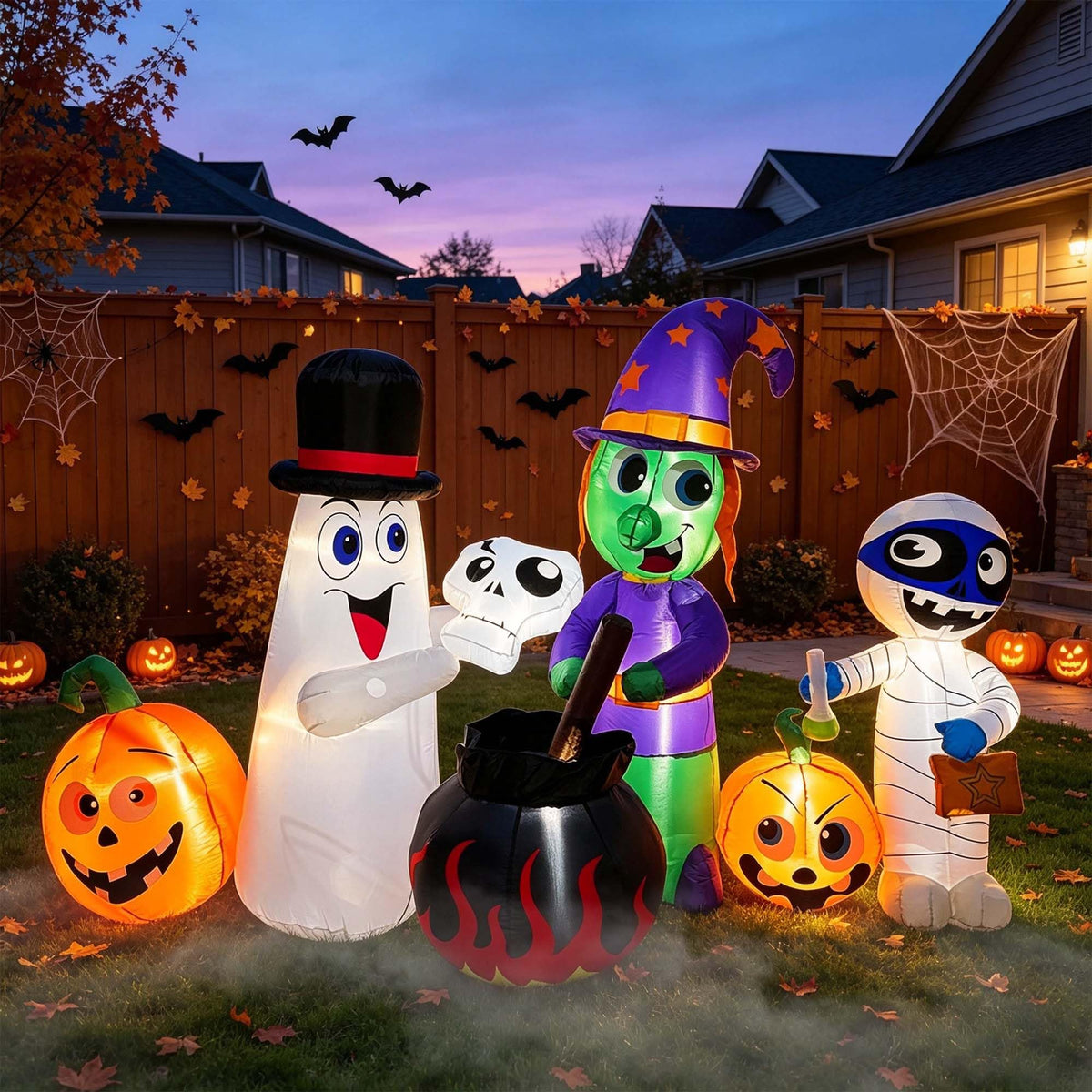 8 FT Halloween Inflatable Witch Ghost Mummy Combo Decorations E9380