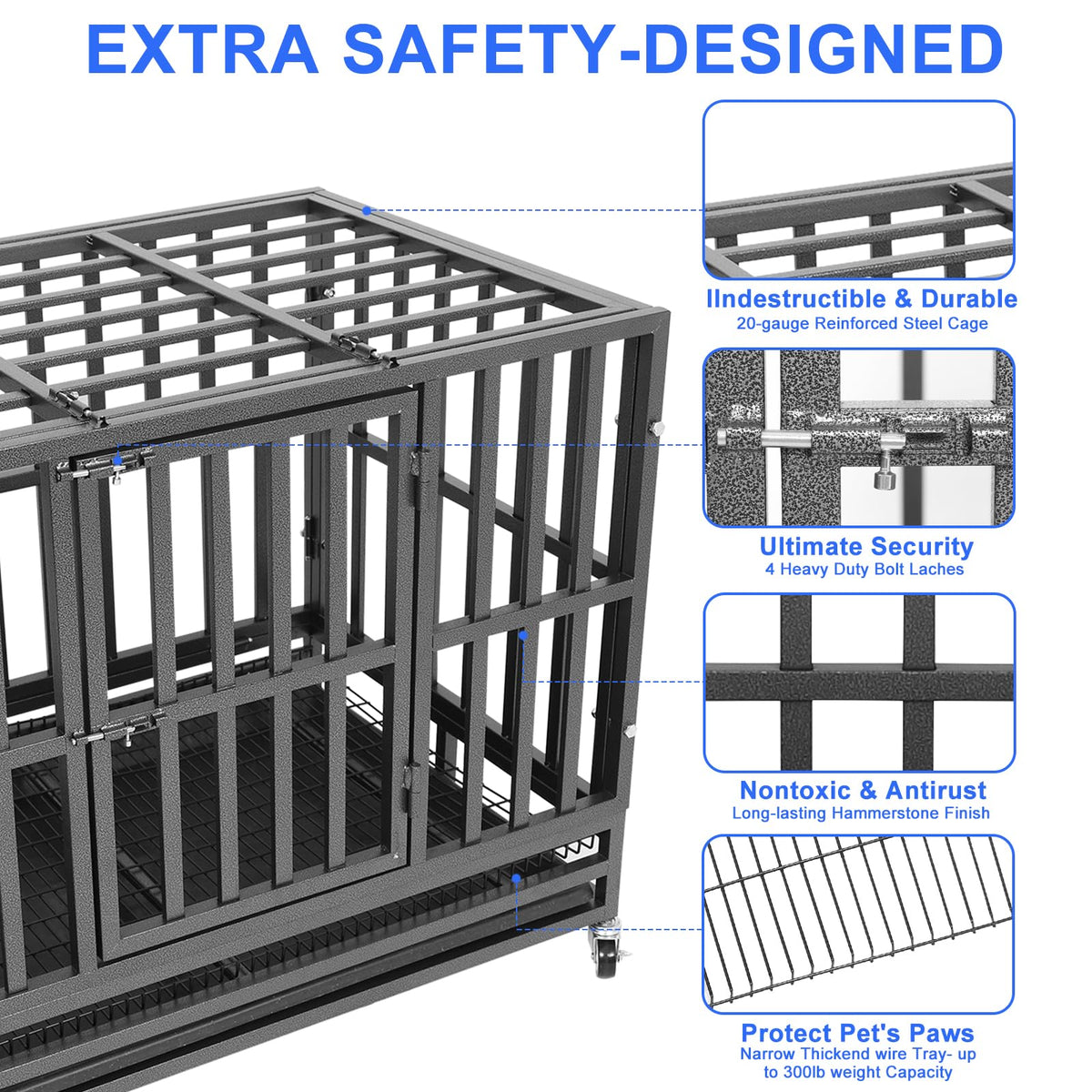37" Heavy Duty Metal Dog Crate with Removable Tray C2941