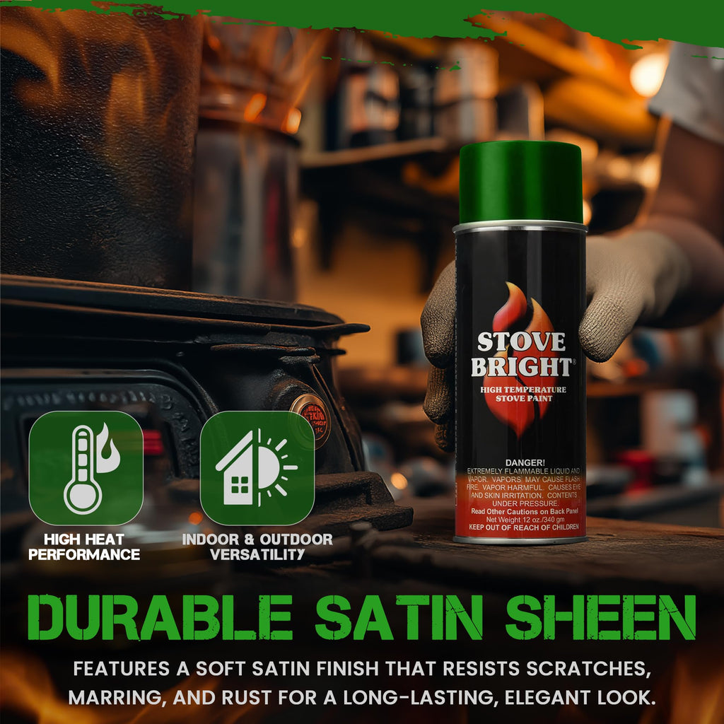 High Temp Satin Spray Paint for Metal, Forest Green, 12 Oz X66550