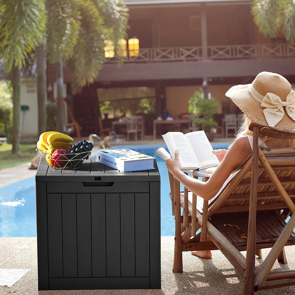 30 Gallon Black Waterproof Resin Outdoor Storage Chest X357083