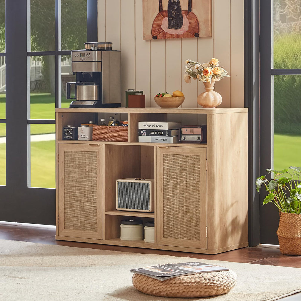 Rattan Wine Bar Cabinet with Storage P72823