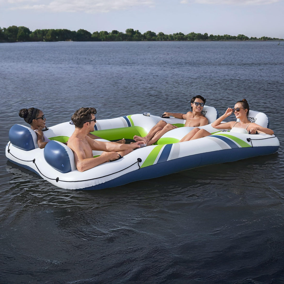 4 Person Inflatable Lounger with Cup Holders F323