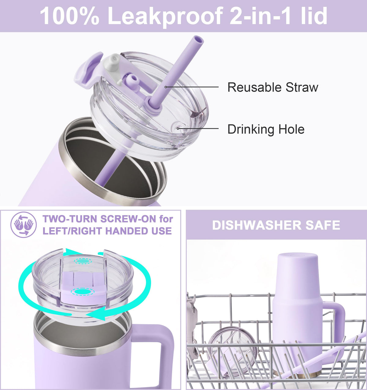 20 oz Insulated Stainless Steel Tumbler with Handle and Straw P150