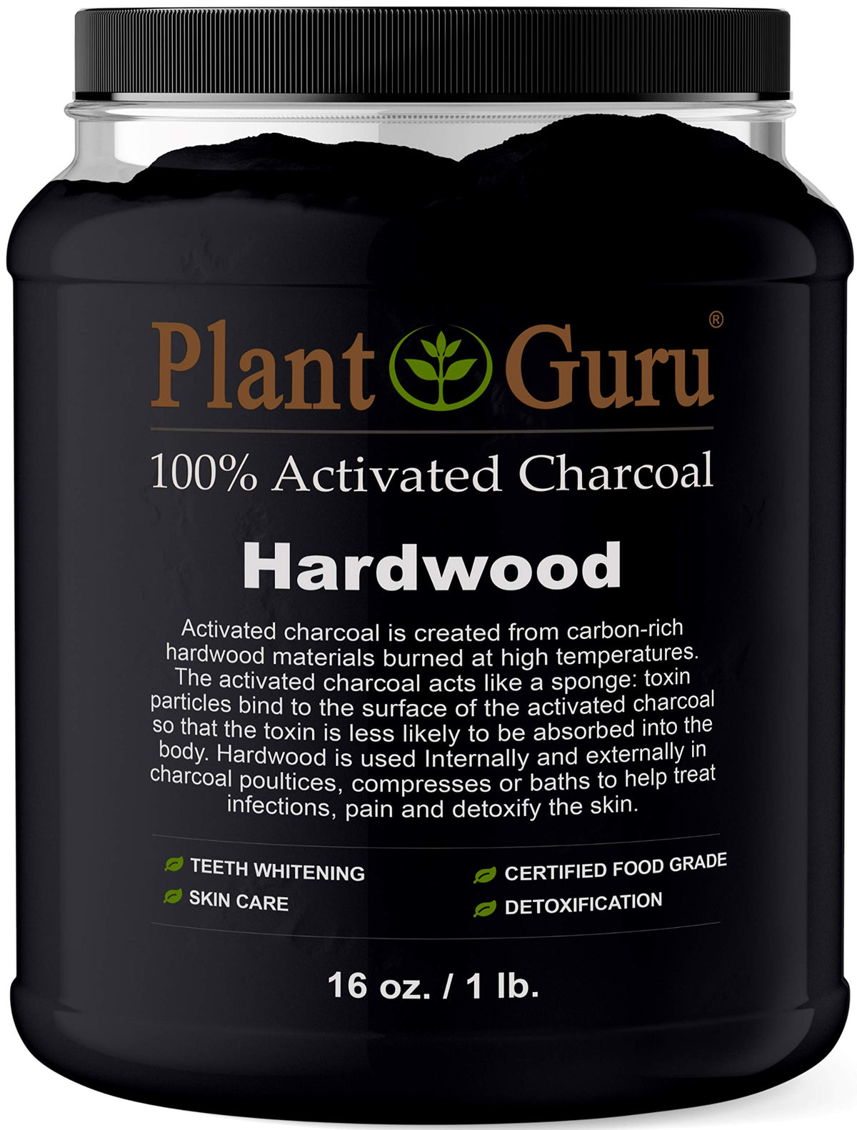 Activated Charcoal Powder 1 lb. Jar Food Grade Kosher Non-GMO D642