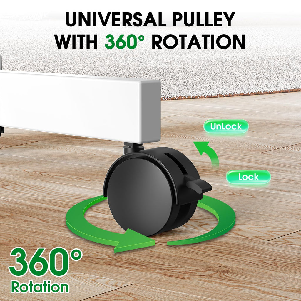 White Rolling TV Stand with Wheels S198